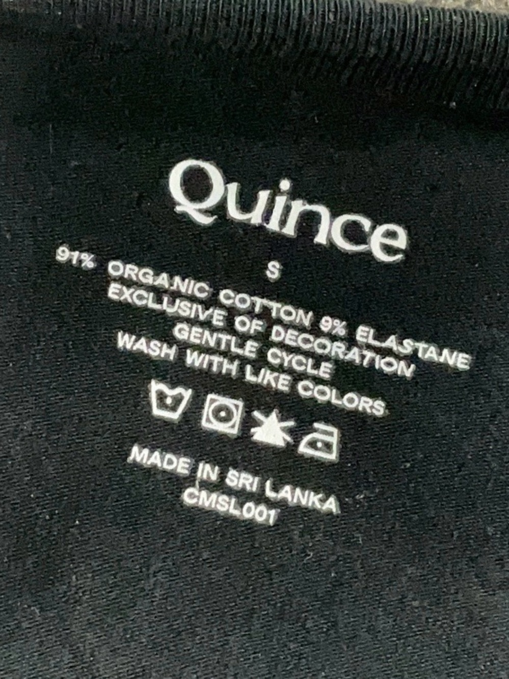 NWT Quince Organic Cotton Stretch Long Sleeve Tee Black Size Small - Picture 9 of 9